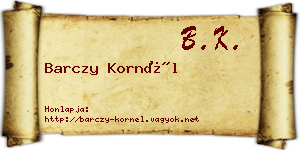 Barczy Kornél névjegykártya